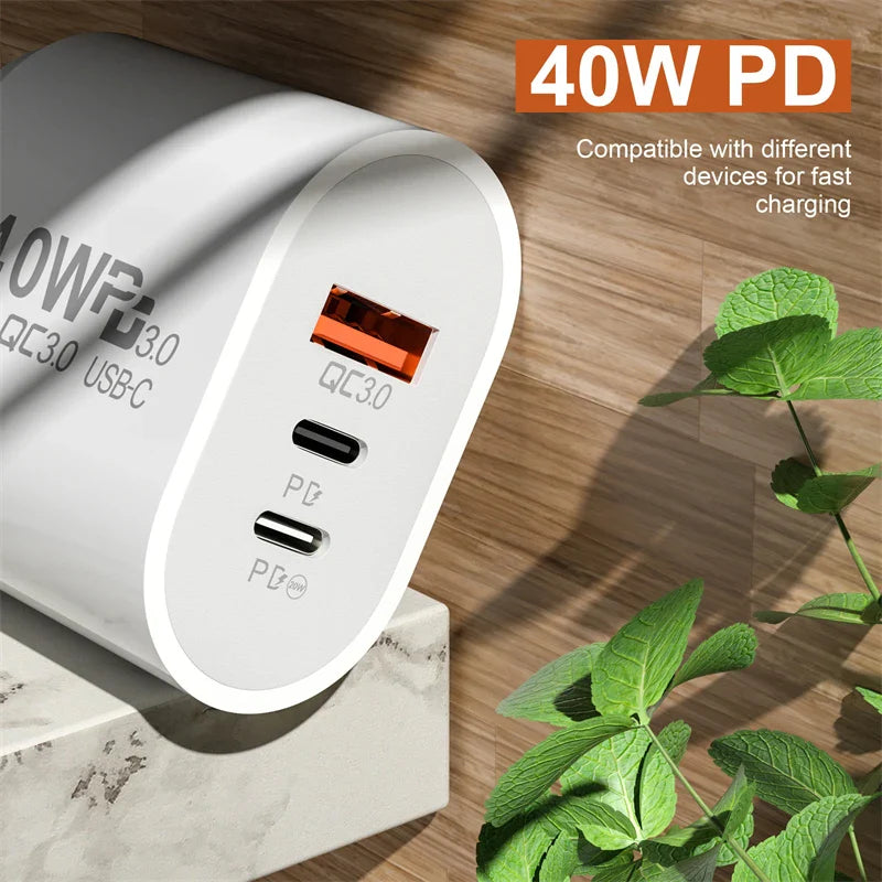 Cargador USB y tipo C de 40 W