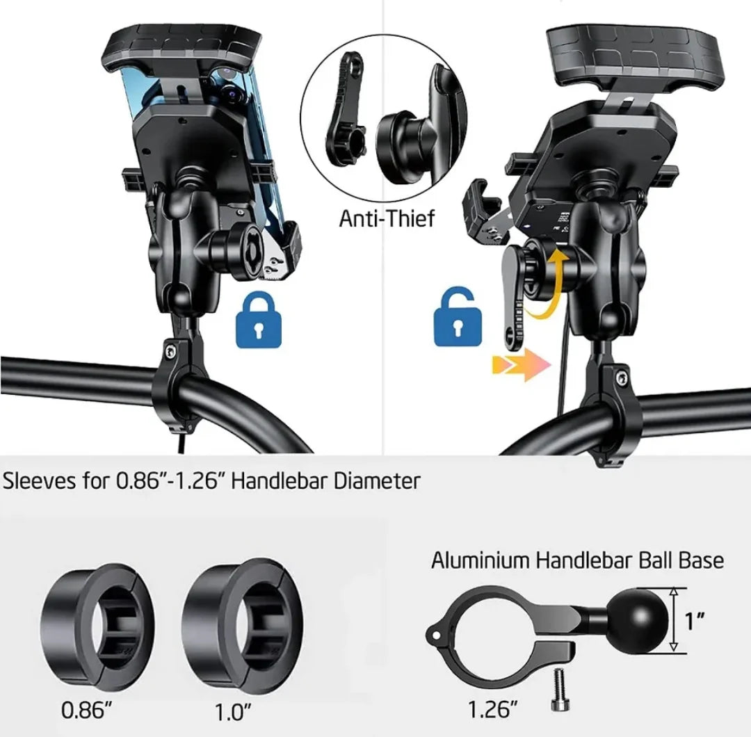 Soporte para teléfono de motocicleta con cargador