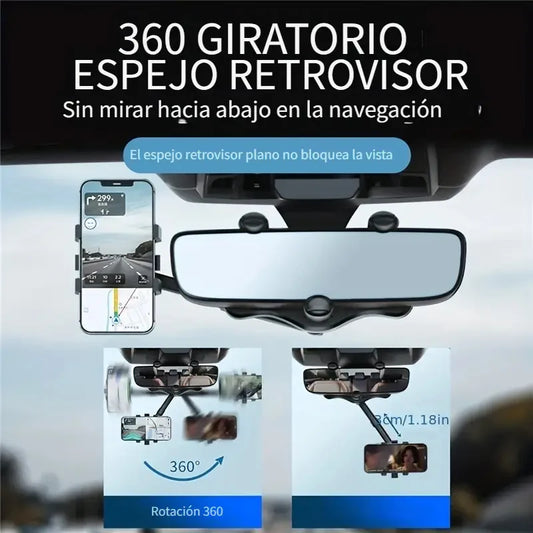 Soporte de telefono para espejo retrovisor