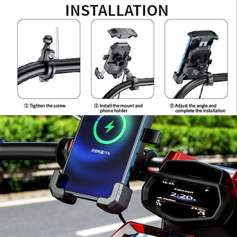Soporte para teléfono de motocicleta con cargador